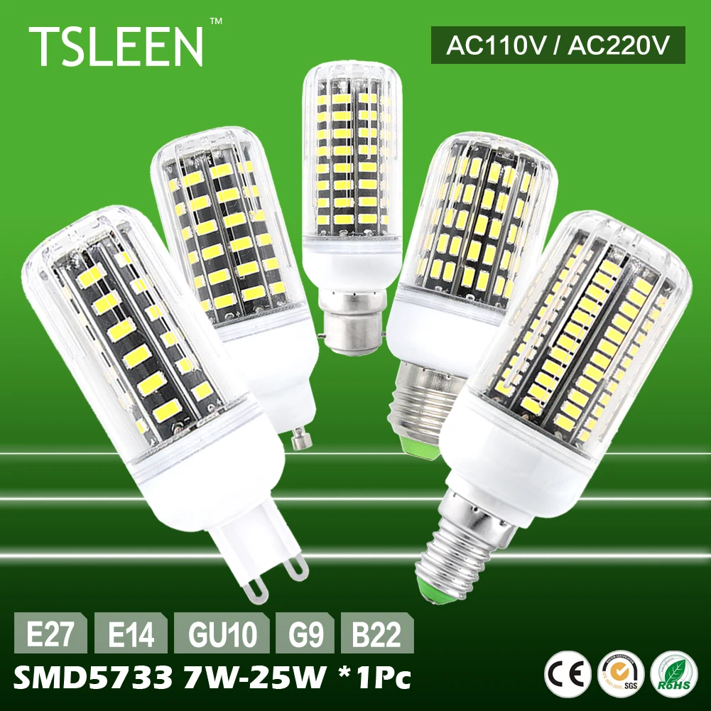 E14 E27 B22 G9 GU10 30 42 64 80 108 136 светодиоды 5733SMD 7-25W 110V 220V кукурузы светильник лампа яркая лампа для дома офисный Декор