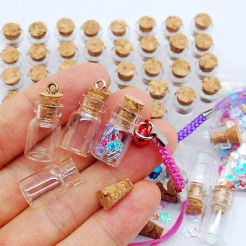 

100pcs 0.5ml Vials Clear Glass Bottles with Corks Miniature Glass Bottle with Cork Empty Sample Jars Small 18x10mm