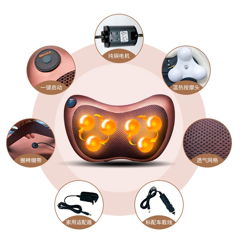 Подушка для массажа шеи автомобиля дома Многофункциональный положительный и отрицательный Разминающий Массаж Подушка шеи плеча и талии массажер
