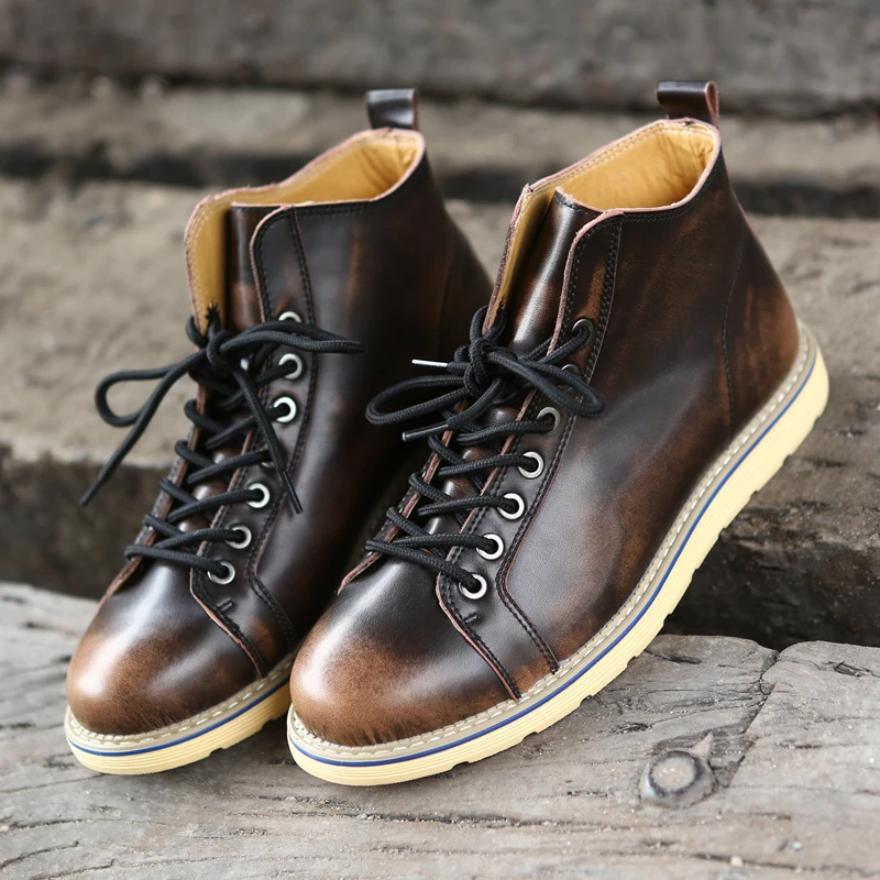 

2018 Fashion Ankle Boots Winter / Autumn men's Motorcycle Martin Boots men Boots Snow Boots Oxfords men Shoes size 38-47