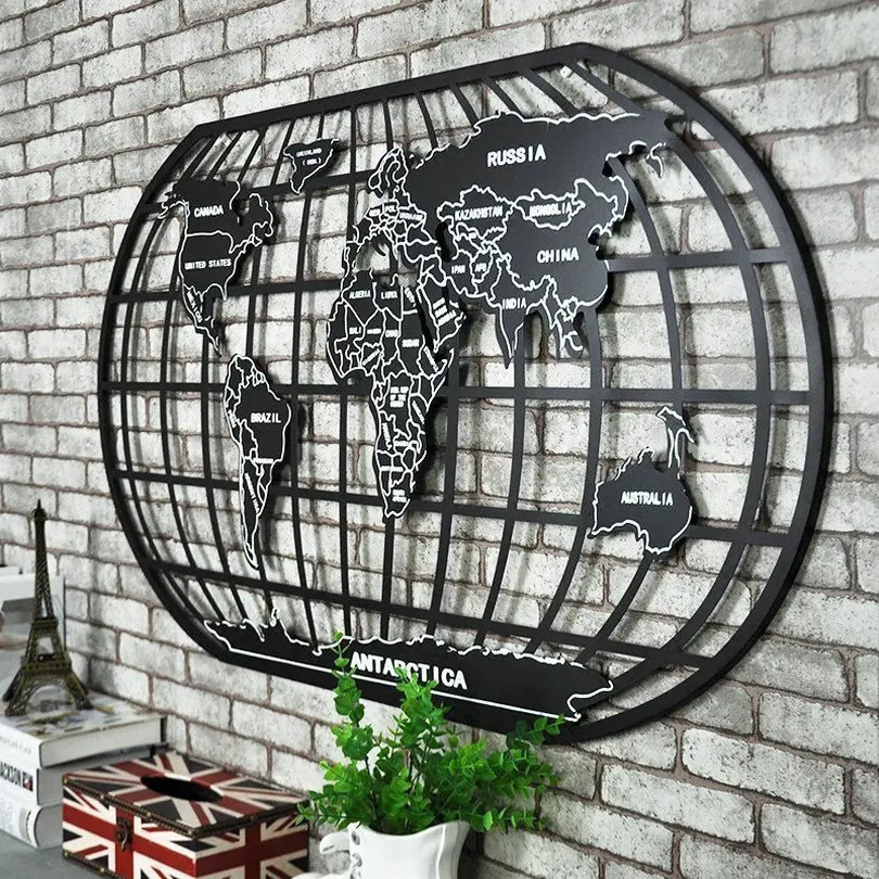 Промышленные Стиль настенное украшение гладить карта мира настенные украшения росписи для кафе дом Гостиная