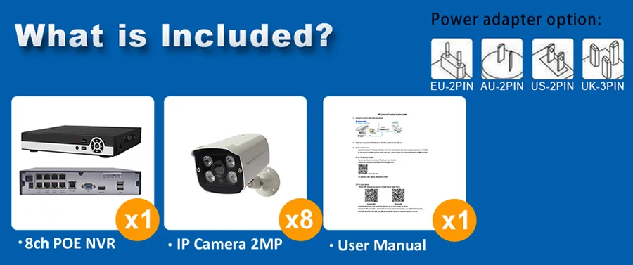 1080P 2MP 8ch poe security system 8ch NVR kit 8ch Surveillance camera system IP Camera system K8N76W54I2X 7