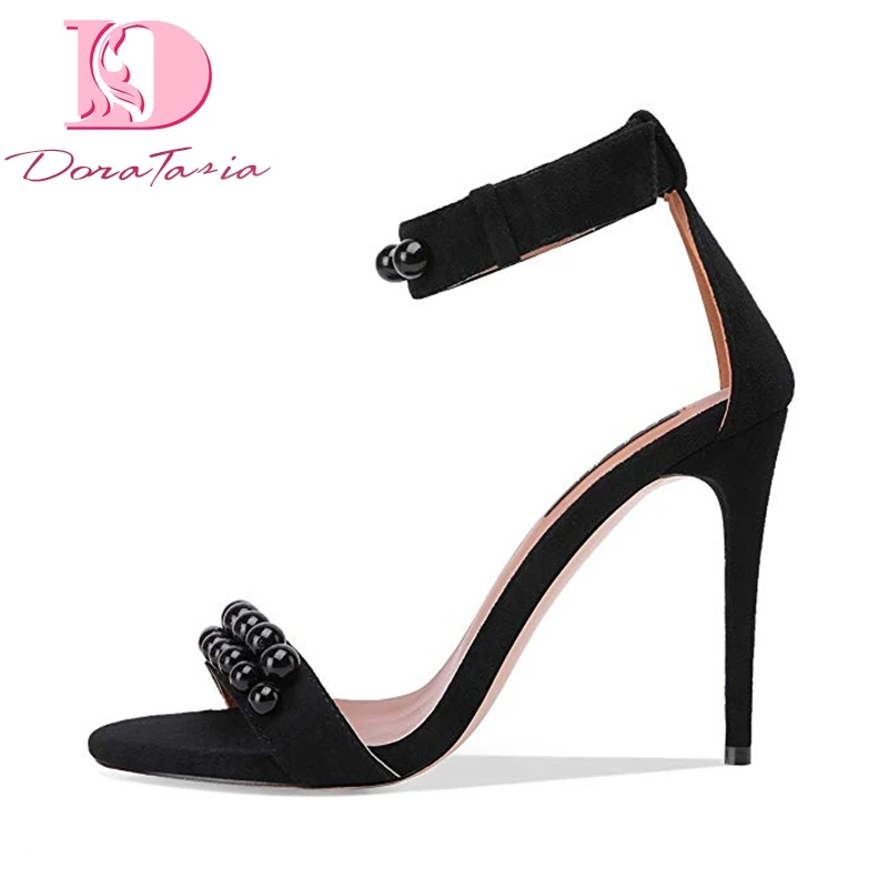 

Doratasia New Plus Size 45 Hot Sale String Bead Party Shoes Woman Sexy High Heels Women Shoes Summer ankle-strap Sandals
