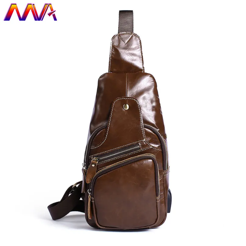 

Mva Men Chest Bag Usb Men Leather Chest Bag With Qualtiy Genuine Leather Men`s Waist Pack Cowhide Leather Men Chest Bag