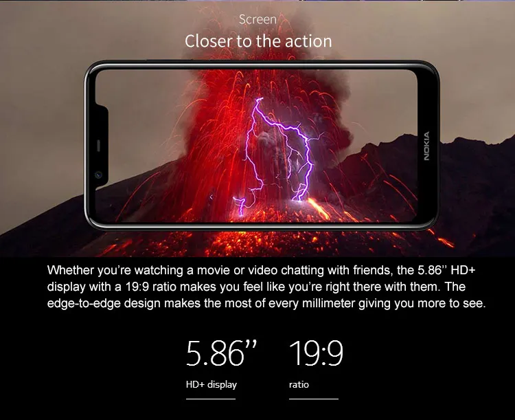 NOKIA X5 3GB RAM 32GB ROM Helio P60 MTK6771 2.0GHz Octa Core 5.86 Inch 2.5D HD+ Full Screen Dual Camera Android 8.1 4G LTE Smartphone