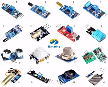 

Official iSmaring 16pcs/lot Raspberry Pi 3&Raspberry Pi 2 Model B the sensor module package 16 kinds of sensor
