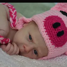 Милый вязать Earflap Hat Кепки ребенка для девочек и мальчиков фотографии розовый свинья шапочки
