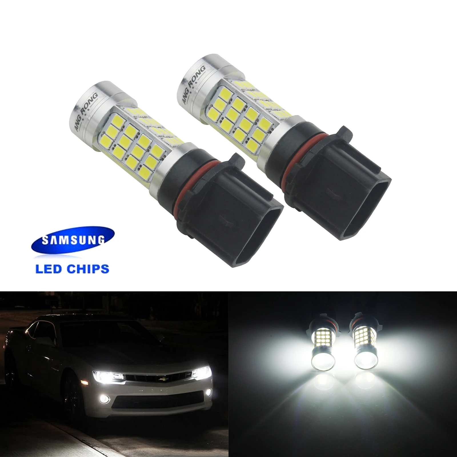 2xHigh Power White 18-SMD 5050 P13W LED Bulbs For Chevy Camaro Fog Light and DRL