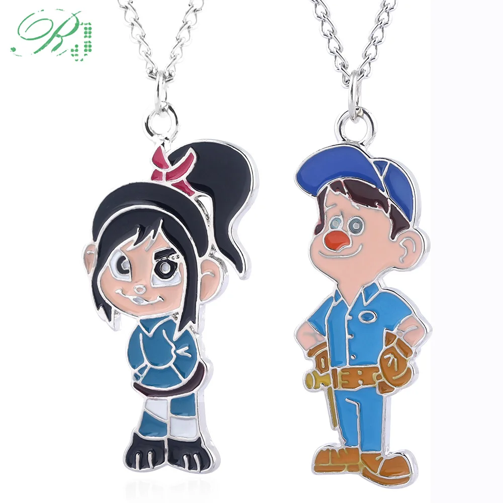 

RJ Movie Wreck It Ralph 2 Pink Bunny Eat Pancake Necklace Milkshake Cat Fix It Felix Figure Pendant Choker Girl Boy Jewelry Gift