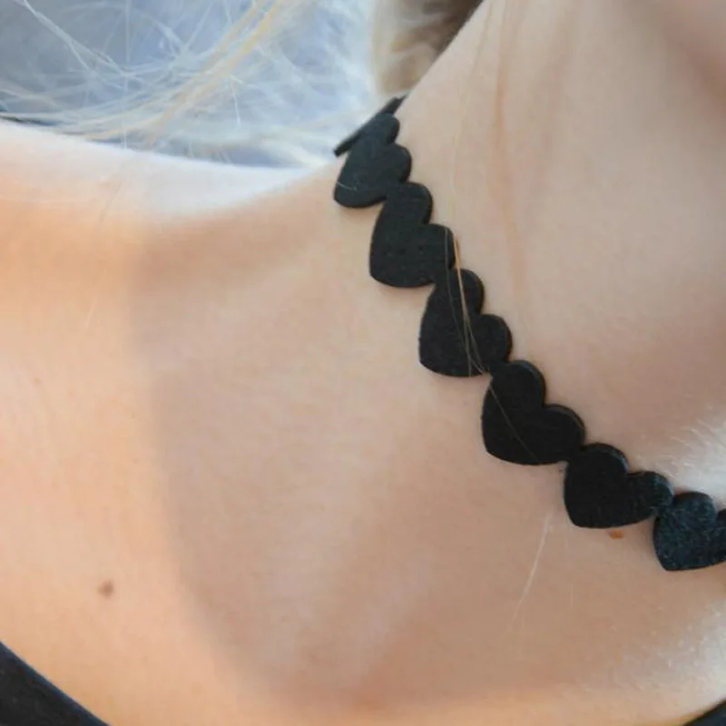 New-fashion-jewelry-heart-design-leather-choker-necklace-gift-for-women-girl