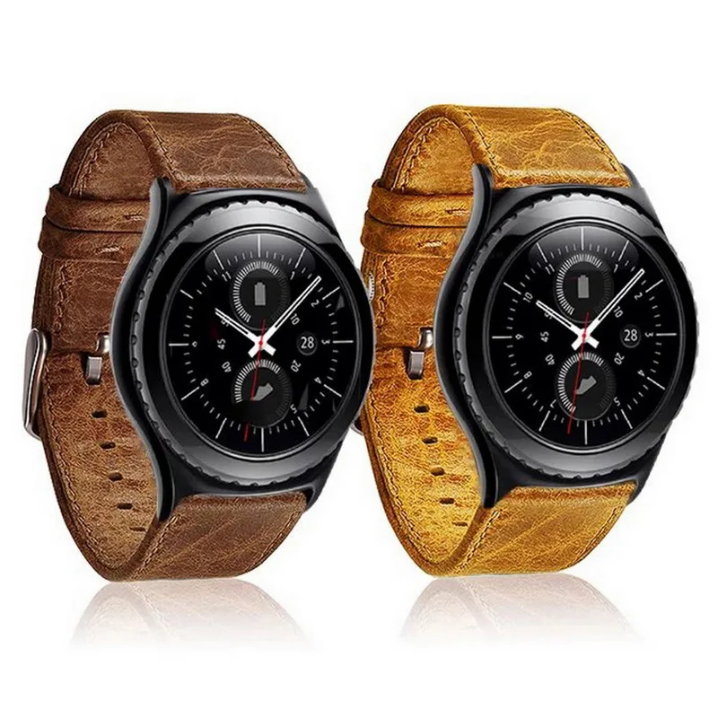 Prix pour 2017 Nouveau Rétro Réel Premium En Cuir Véritable Montre Bande pour Samsung Gear S3 Frontière/Classique montre bande avec adaptateur Prix pour 2017 Nouveau Rétro Réel Premium En Cuir Véritable Montre Bande pour Samsung Gear S3 Frontière/Classique montre bande avec adaptateur