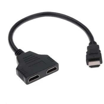 

500pcs Hot HDMI Male to 2 HDMI Female 1 in 2 out Splitter Cable Adapter Converter Support 480i, 480p, 720p, 1080i, 1080p