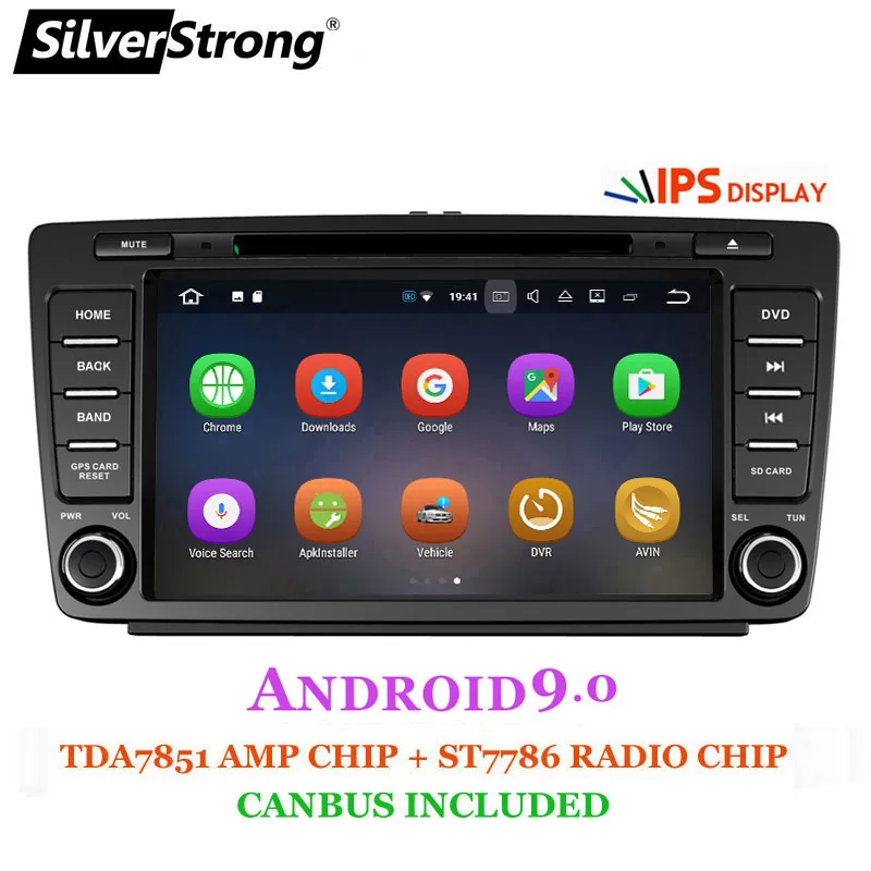 Flash Deal SilverStrong 2DIN Android9.0 4G TWO DIN 8Core Car DVD For Skoda Octavia2 Octavia A5 Radio Bluetooth DAB+ option TPMS DSP 1