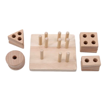 

New Arrival Wooden Geometric Building Blocks Stacker Shape Stacking Block Sets Early Educational Toys For Children