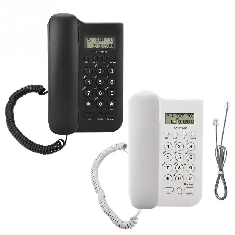 

Home Hotel Wired Desktop Wall Phone Dual System FSK/DTMF Office Landline Telephone Number/time Check Fast Redial Easy to install