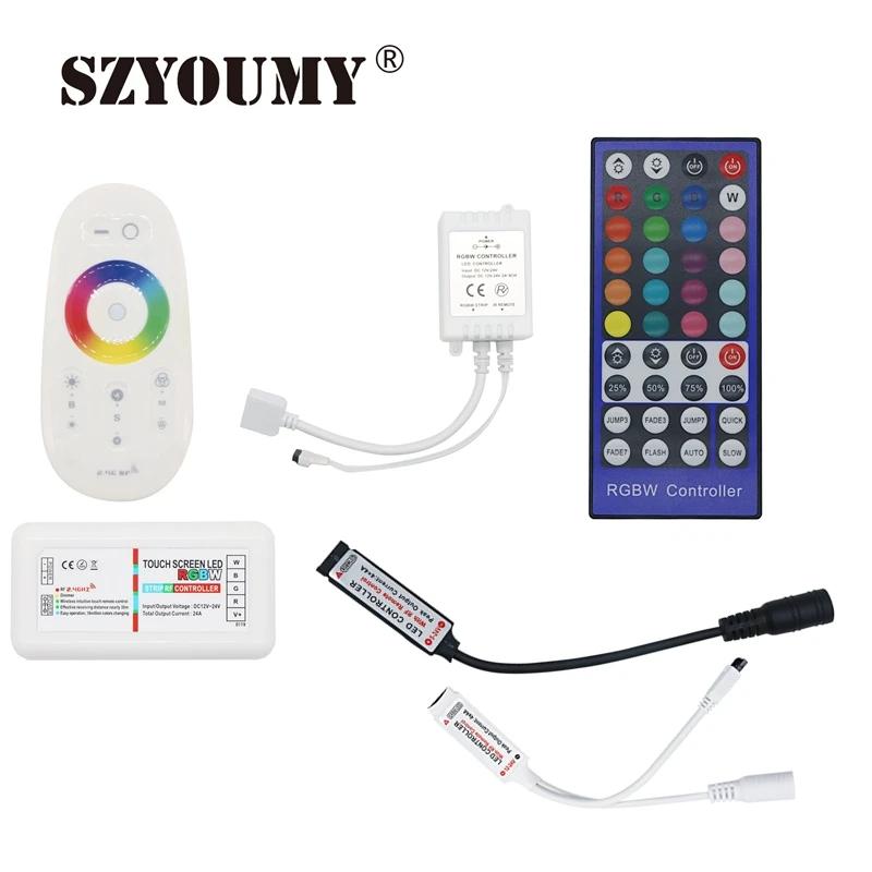 

SZYOUMY Wifi / Touch Screen 2.4G RGBW LED Controller Mini DC12V With RF 40Key / IR 40Key Remote Control For RGBW LED Strip Light