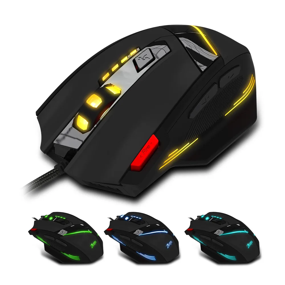 ZELOTES классная игровая мышь профессиональная Проводная оптическая с USB 7 кнопок