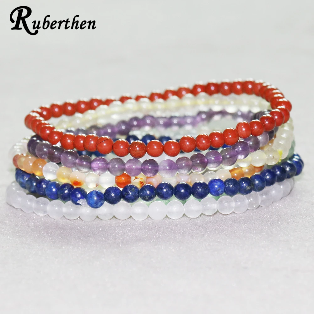 Comprar Juego de pulsera de equilibrio Ruberthen, pulseras de energía de piedras preciosas, 7 Chakras, pulsera de Yoga, 7 piezas, mejor regalo de cumpleaños
