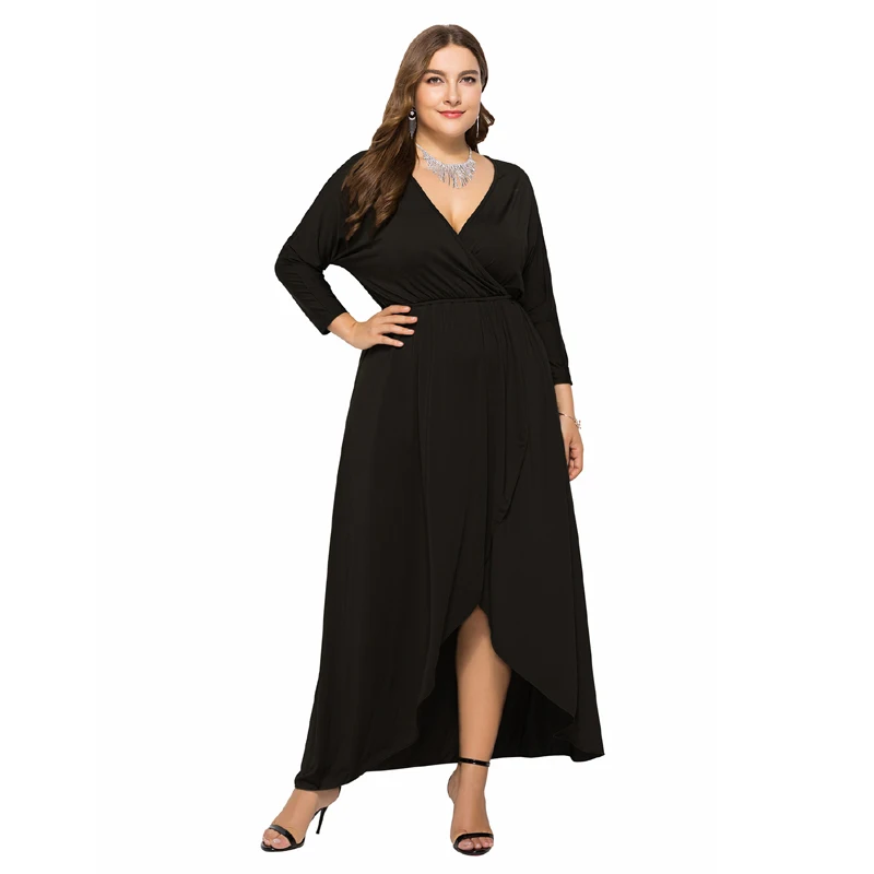 Summer Elegant Women Robe Party Gown Wedding Loose Women Dress Sexy V-neck Batwing Sleeve Long Dress Plus Size Irregular Dress