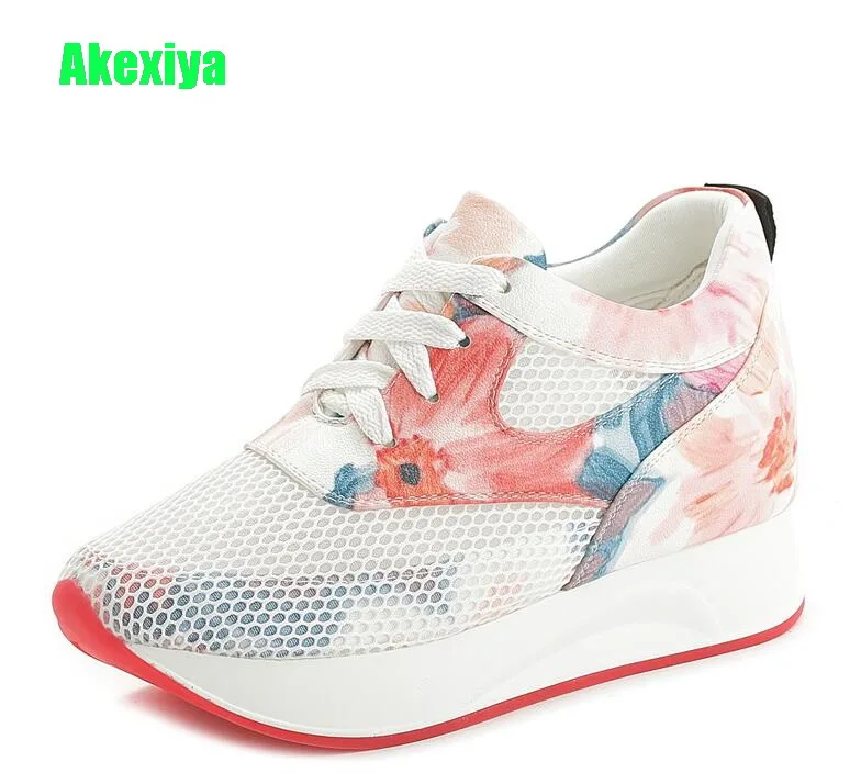 Akexiya/женская повседневная обувь на скрытом каблуке модные камуфляжные кроссовки