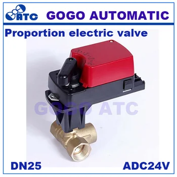 

GOGO DN25 G1" 6Nm 0-10V control motorized valve 3-way mixing flow proportional electric ball valve for HVAC ADC24V,