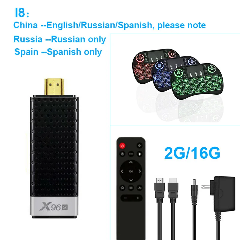 Android X96s tv Stick и Android 9,0 дисплей ключ четырехъядерный Amlogic S905Y2 Wifi 4 Гб ram 32 Гб rom Bluetooth Smart tv Box - Цвет: 2G16G I8