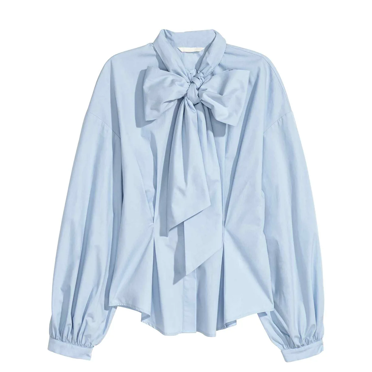 

Hot Simple Pure Color Folded Waist Loose Tie Bow Shirt 2019 Bow Women and Blouses Fashion Clothing Shirt