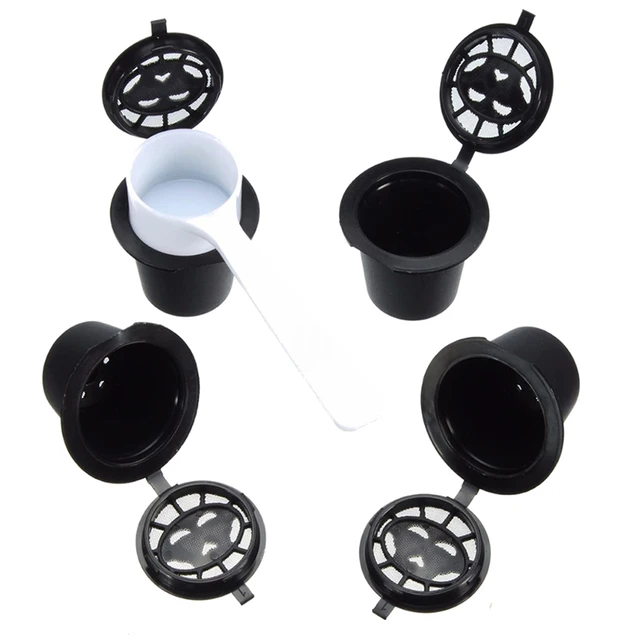 Hot 4x Refillable Reusable Coffee Capsules Pods For Nespresso Hot 4x Refillable Reusable Coffee Capsules Pods For Nespresso Machines Spoon