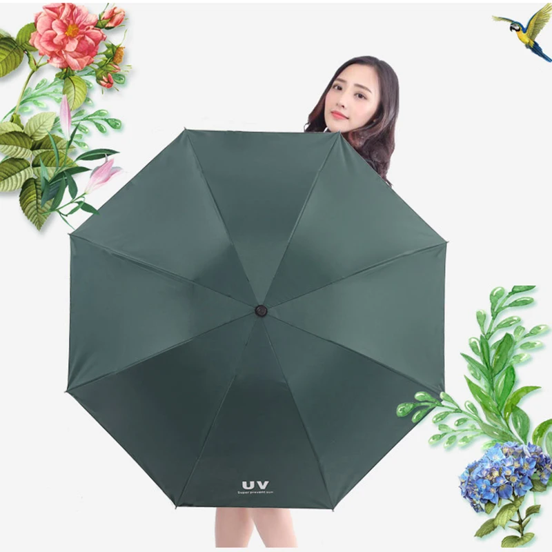 

High quality vinyl sunscreen 3 folding umbrella,Sun Sunshade UV Protection Sombrilla for Rain and Sun 3 Folding Umbrella Outdoor