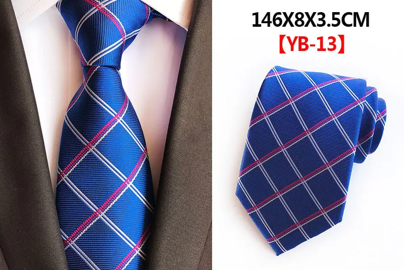 Шелковый мужской деловой галстук с узором пейсли, модный жаккардовый галстук на шею, красный, желтый, серебристый, для свадебной вечеринки, в клетку, в полоску, 8 см, формальный галстук - Color: W13