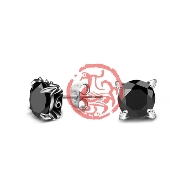 Large Black Aaa Cubic Zirconia Stud Earrings For Men Women Hip Hop Large Black Aaa Cubic Zirconia Stud Earrings For Men Women Hip Hop Jewelry Anium Stainless Steel