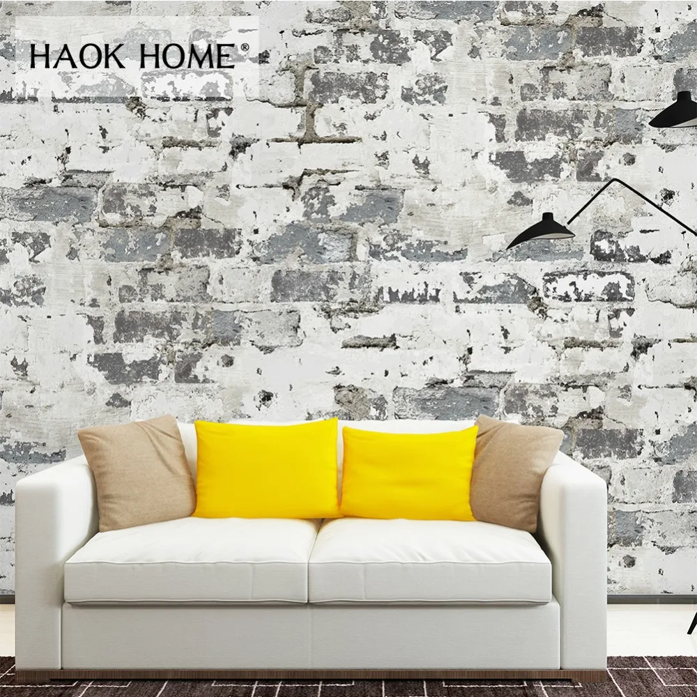 HaokHome искусственный кирпич обои l для стен 3d ПВХ белый серый текстурированный