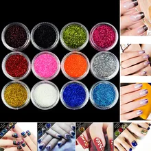 12&24 Colours Nail Fashion Glitter Powder Sticker Nail Art Decoration Dip Powder Gem Gel Nail Polish DIY Acrylic Glitter Powder