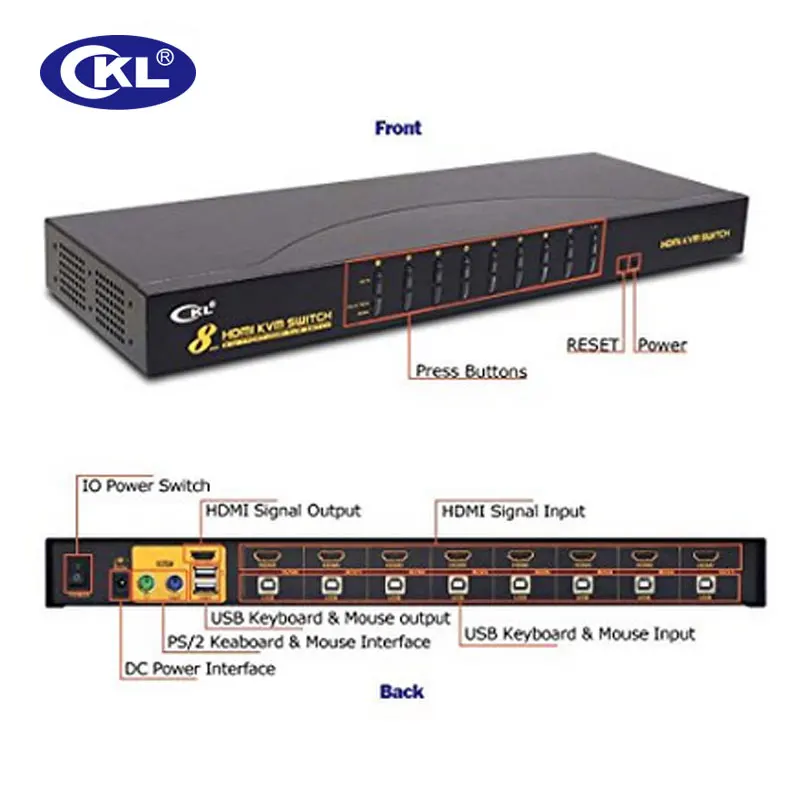 KVM переключатель HDMI 8 портов с USB PS/2 портами поддержка автоматического