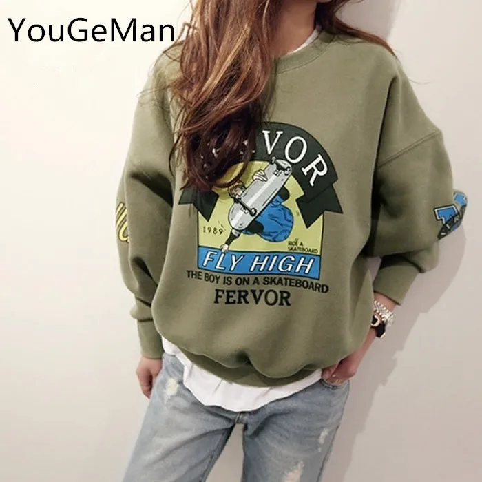 

Sudaderas Mujer 2018 Autumn Winter New Moleton Korea Harajuku Print Letter Oversize Hoodies Sweatshirt For Women Pullover Hoodie