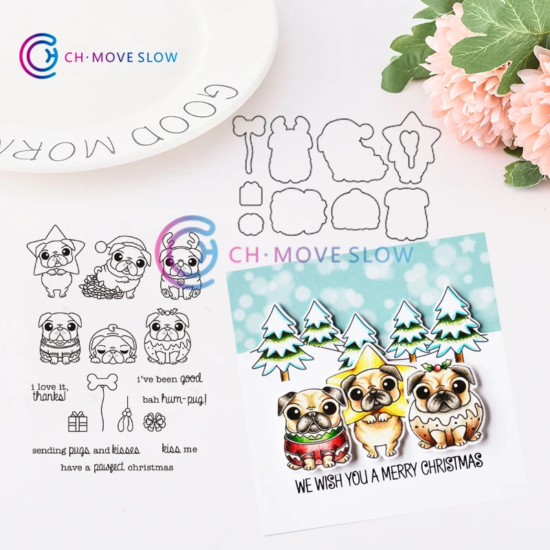 

CH Bah Hum-Pug Metal Cutting Dies and stamps DIY Scrapbooking Card Stencil Paper Craft Handmade Album Handbook Home Decor