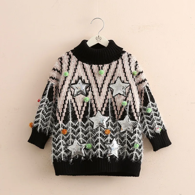 

2019 Baby Collage Sweater Winter Spring Children's Wear Pullover Baby Girl Baby Girl Sweaters Stars Cute Pullover Sweater