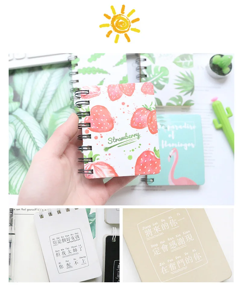 Записная книжка EZONE Coli для Studnts Notes Planner Agenda Kawaii фрукты/Кролик Фламинго напечатанный спиральный блокнот дневник путешественника поставка