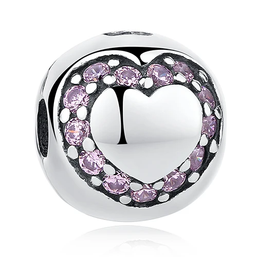 European Pink Crystal Beads Charms Fit Pandora Bracelets Original 925