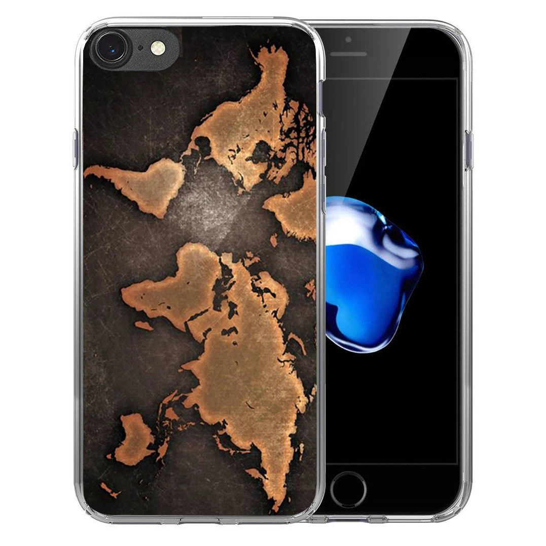 Для iPhone X 8 7 плюс 6 S 5 5S SE Мягкий силиконовый чехол из термопластика карта мира