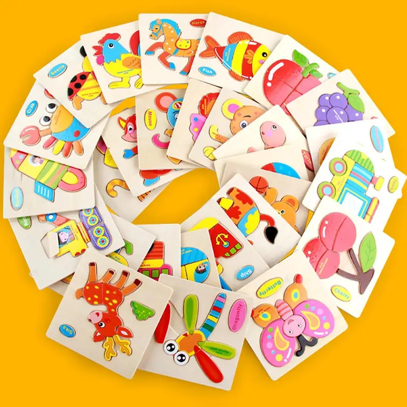 Dropshipping Wooden Puzzle Baby Jigsaw Toys For Children Cartoon Animal Truck Train Puzzles Intelligence puzzles Toy for kids  (1)