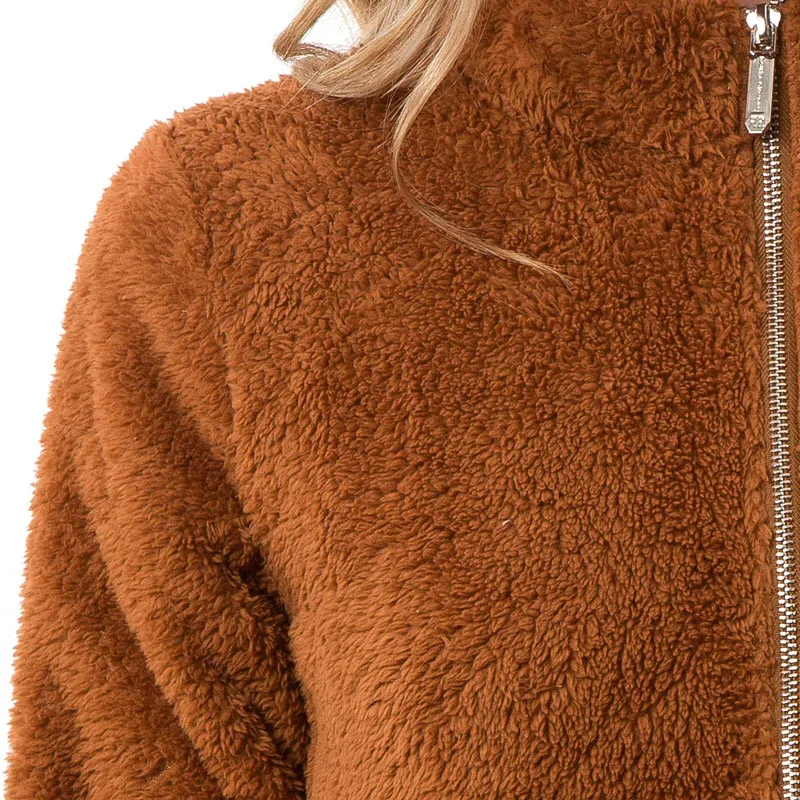 Autumn And Winter Women's Jacket 2018 New Coat Imitation Alpaca Long-Sleeved Stand Collar Pocket Plush Short Coat AS061 (8)