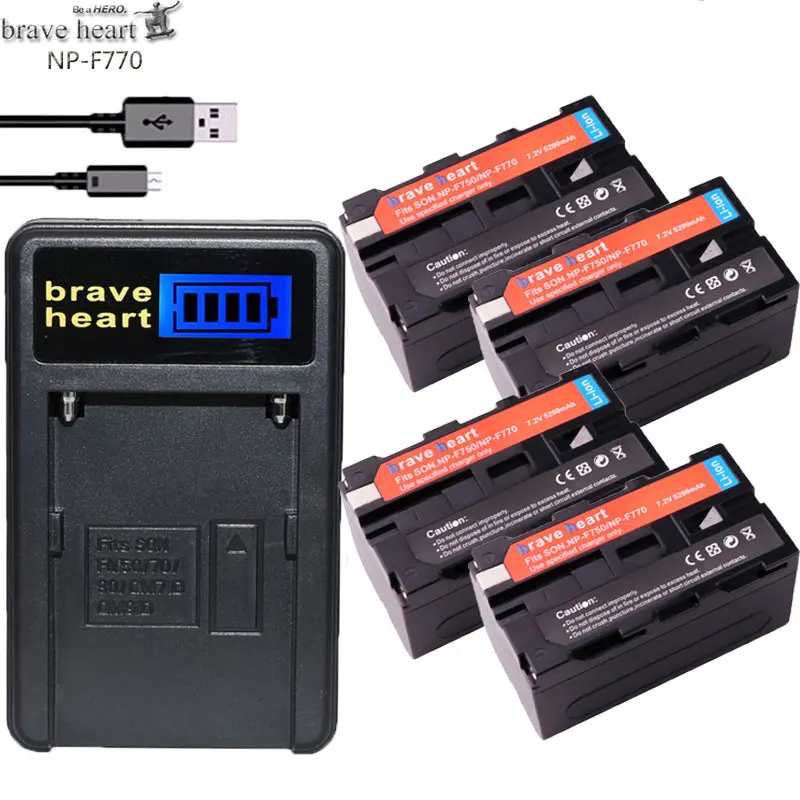 4 шт. 5299 мА/ч, NP-F770 NP-F750 NP F770 NP F750 750 батареи+ ЖК-дисплей Зарядное устройство Наборы для sony CCD-RV100 DCR-TRU47E F960 F970 NP-F550 - Цвет: charger and 4battery