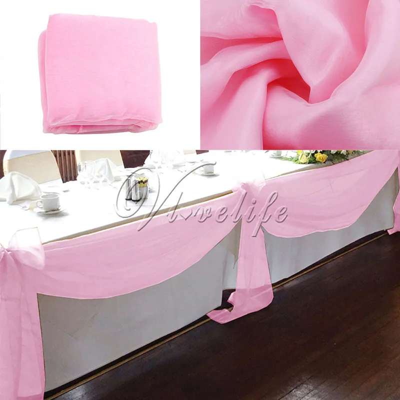 10 м x 1,4 м столешница из прозрачной органзы Swag ткань Свадебная вечеринка бант украшения стола сделай сам - Цвет: Baby Pink