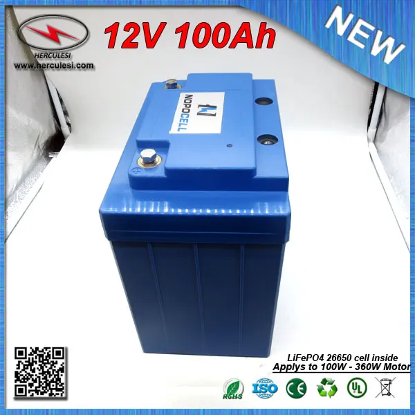 Perfect Big Capacity LiFePO4 12V 100Ah Deep Cycle Lithium ion battery for EV HEV Car scooter UPS Streetlamp solar system FREE SHIPPING 2