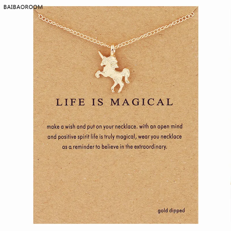 Fashion Jewelry Life Is Magical Unicorn Statement Necklace Women