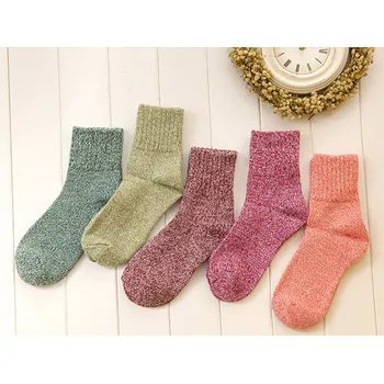 

5 Pairs Women Socks Fashion Wool Cashmere Thick Soft Solid Casual Sports Winter Warm Socks Skatebord Funny Ankle Socks Female