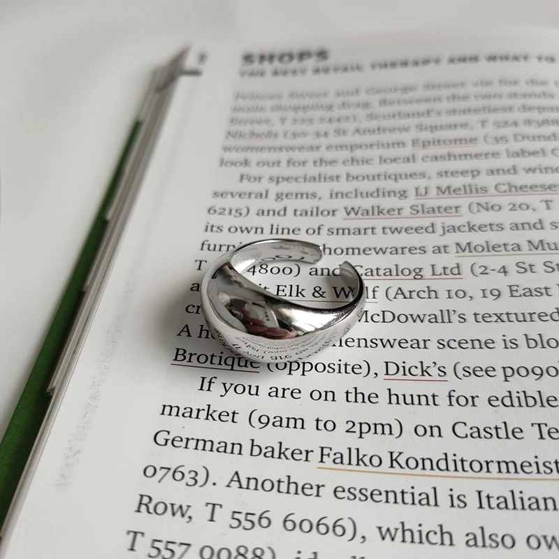 Настоящее 925 пробы Серебряное Открытое кольцо для женщин и девушек Ins простое геометрическое гладкое лицо супер каплевидное регулируемое кольцо Шарм