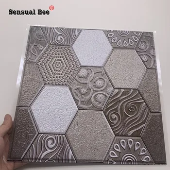 

3D Tricolor Pattern Emboss Retro Tiles Wall Sticker For Bedroom Baby Room Bathroom Waist Line Tile Wallpaper DIY Vinyl Art Mural