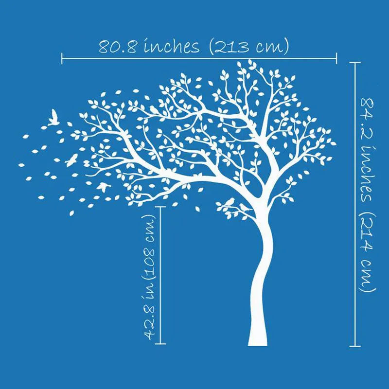  Big Size Corner White Tree With Leaves And Birds Wall Sticker Vinyl Art Home Decor Nursery Kids Bab - 33048429293